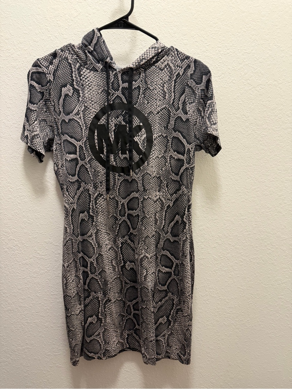 Michael Kors Gray Snake-Print Hoodie with Black Logo